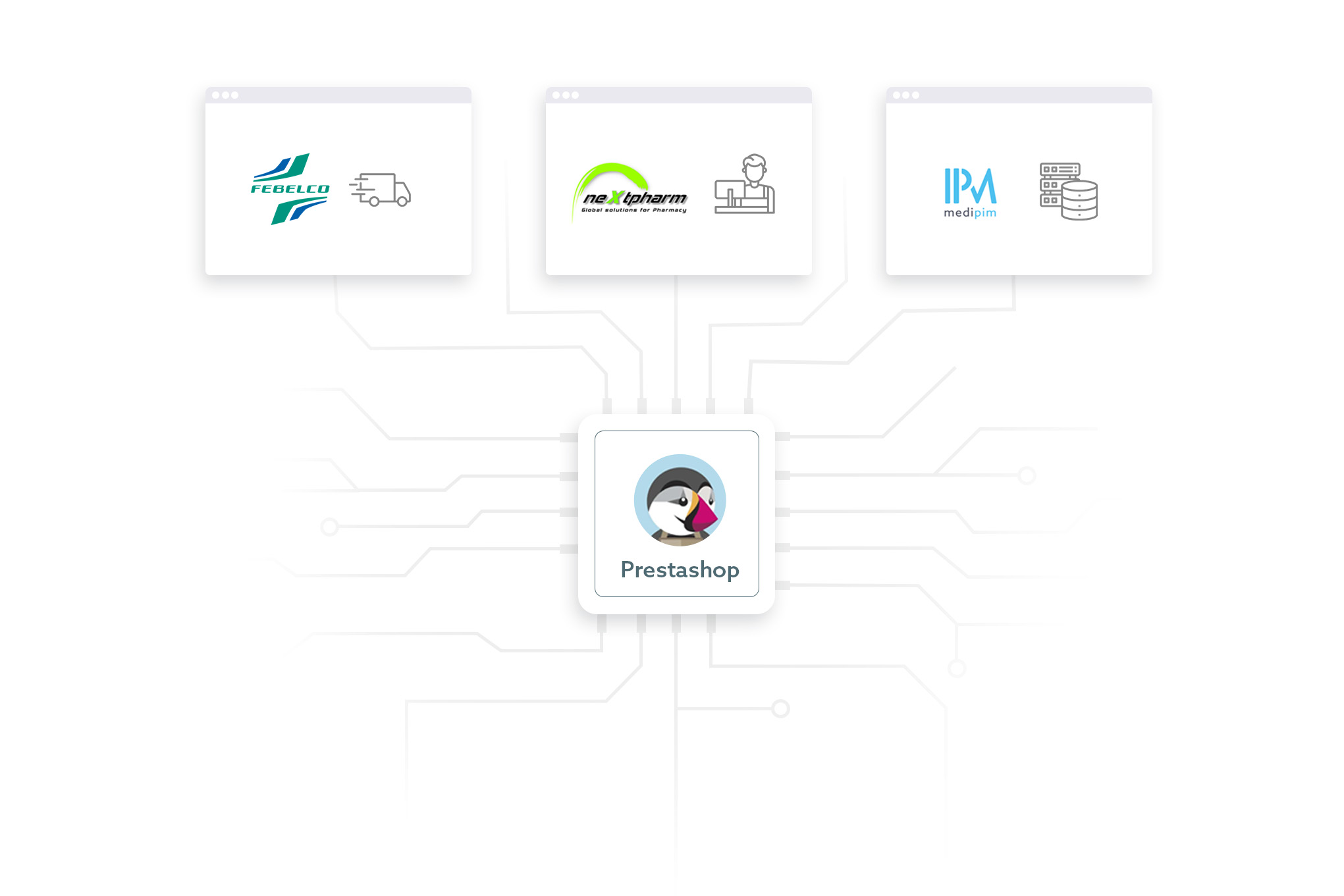 The pharmacy website is linked to several external services.