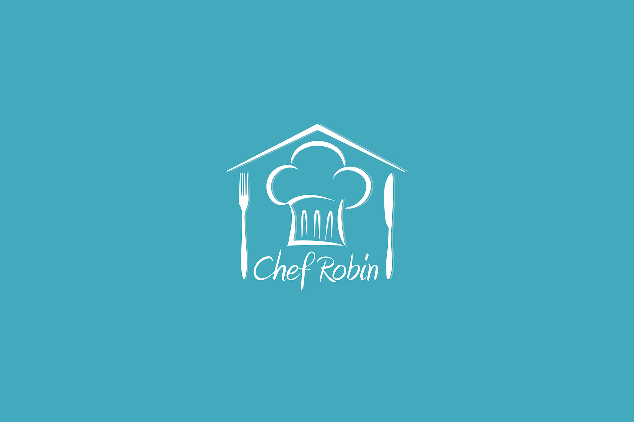 White logo on green background