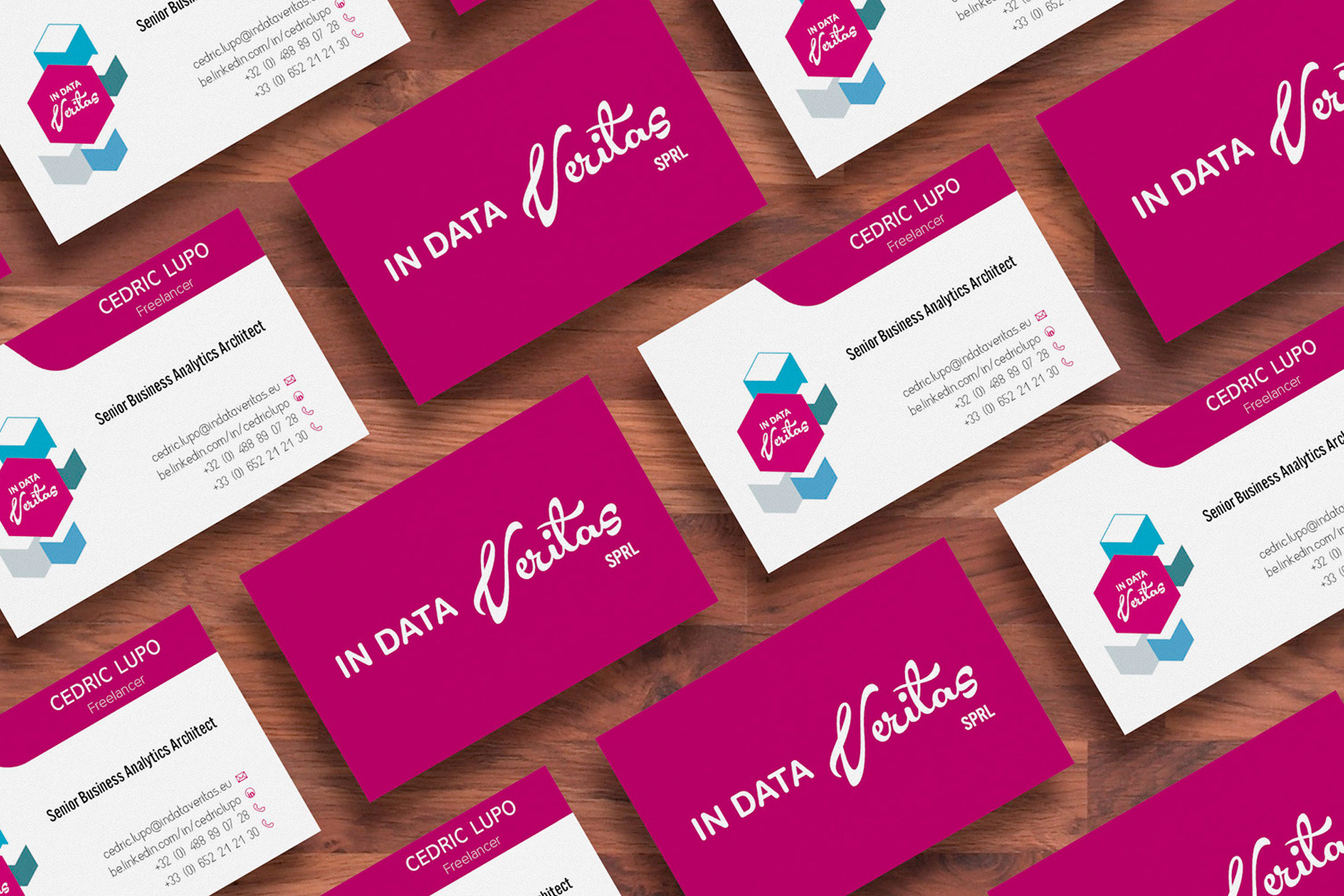 Business cards with burgundy as the main color
