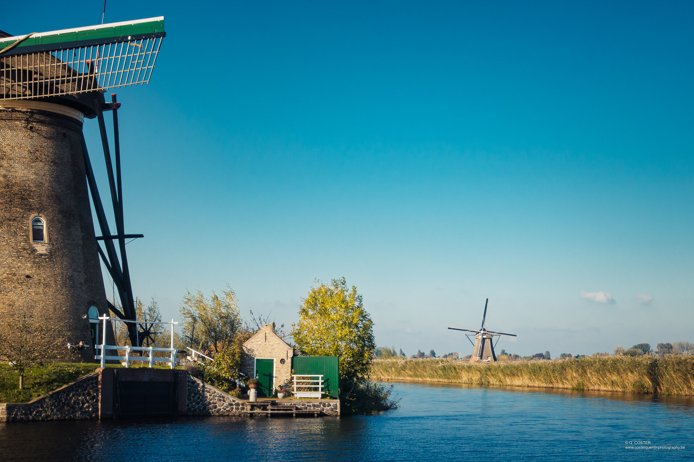 Windmills with blue sky