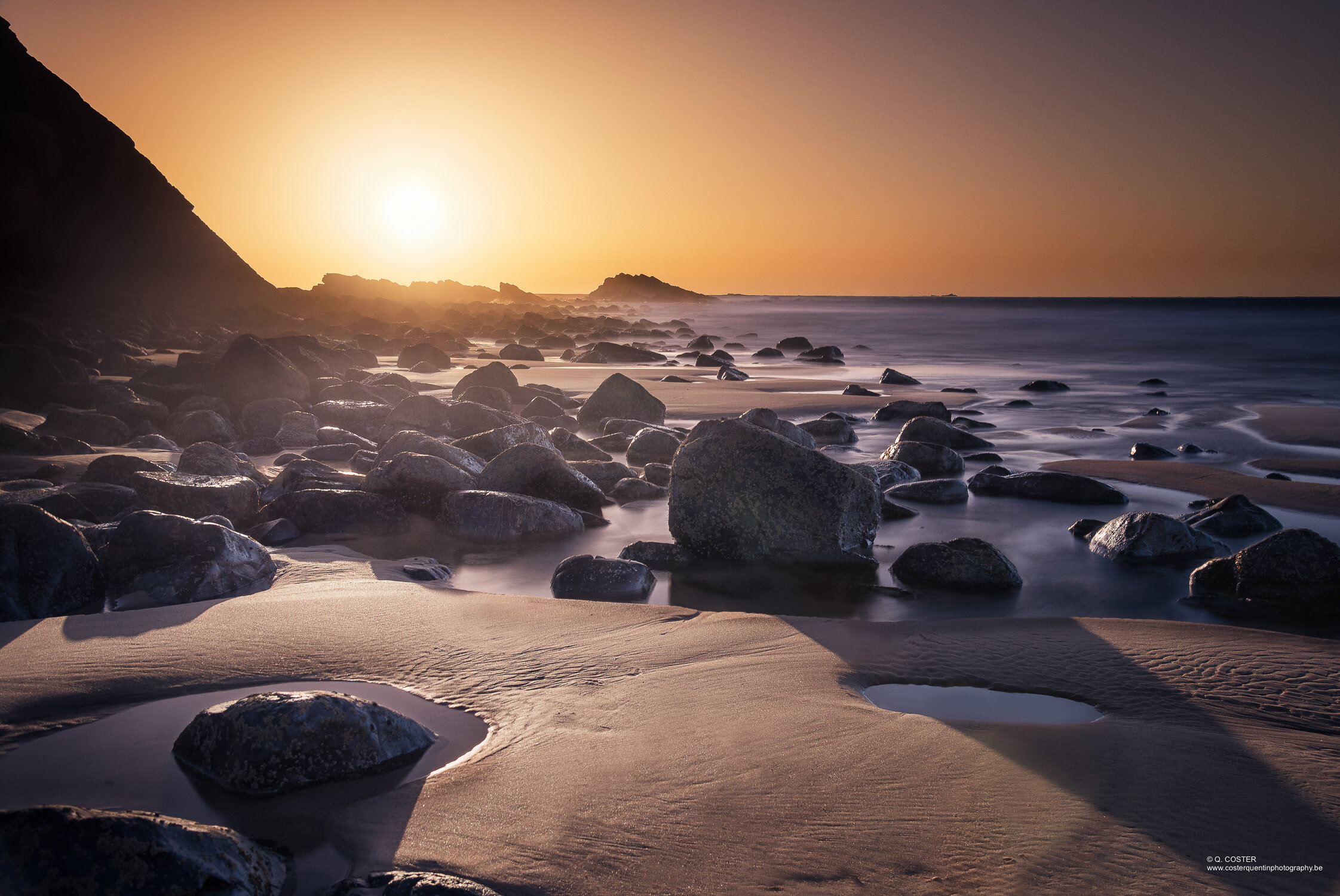 Long exposure of sunset at the beach