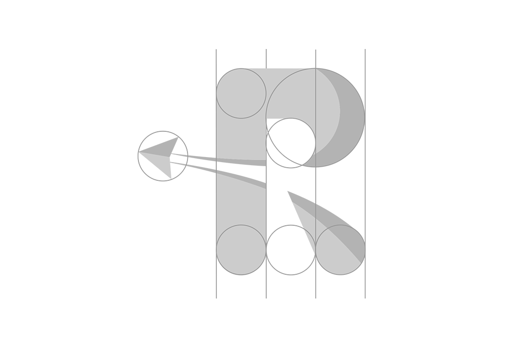 R shaped vector drawing