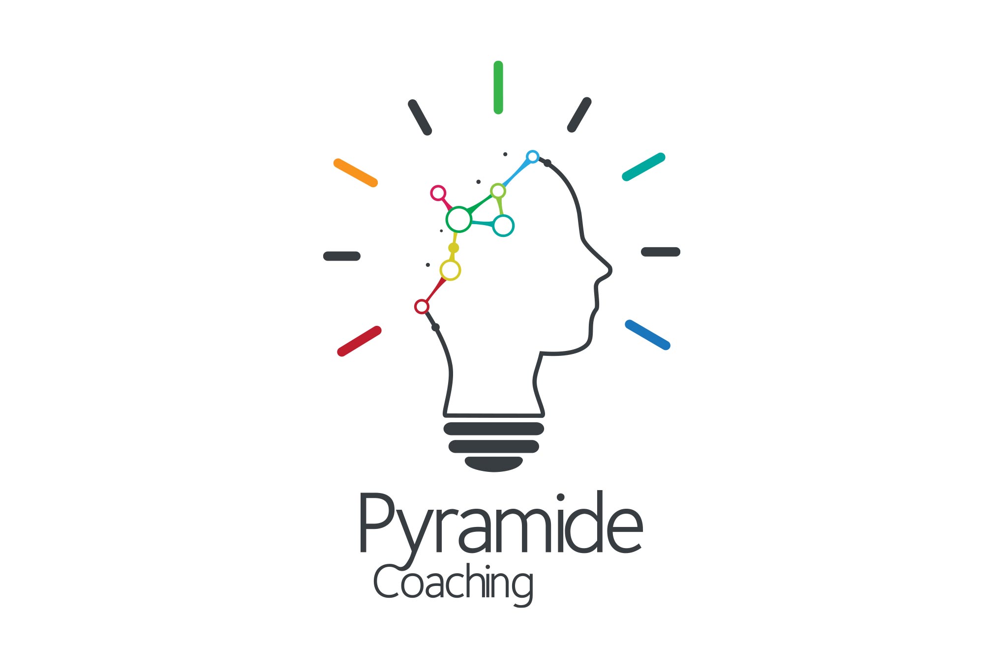 Logo of a head with colorful sparkles