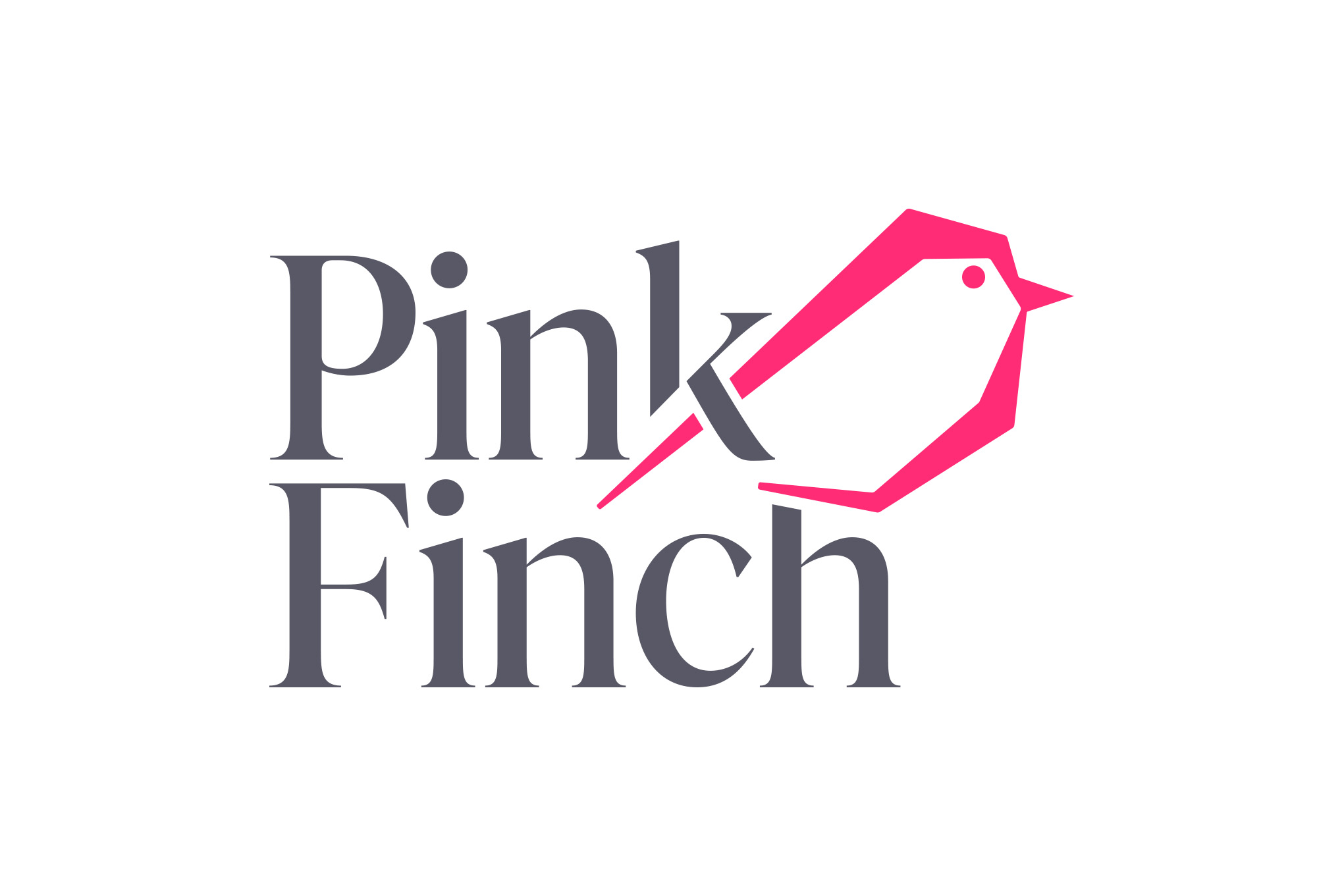 Logo of an angular pink bird
