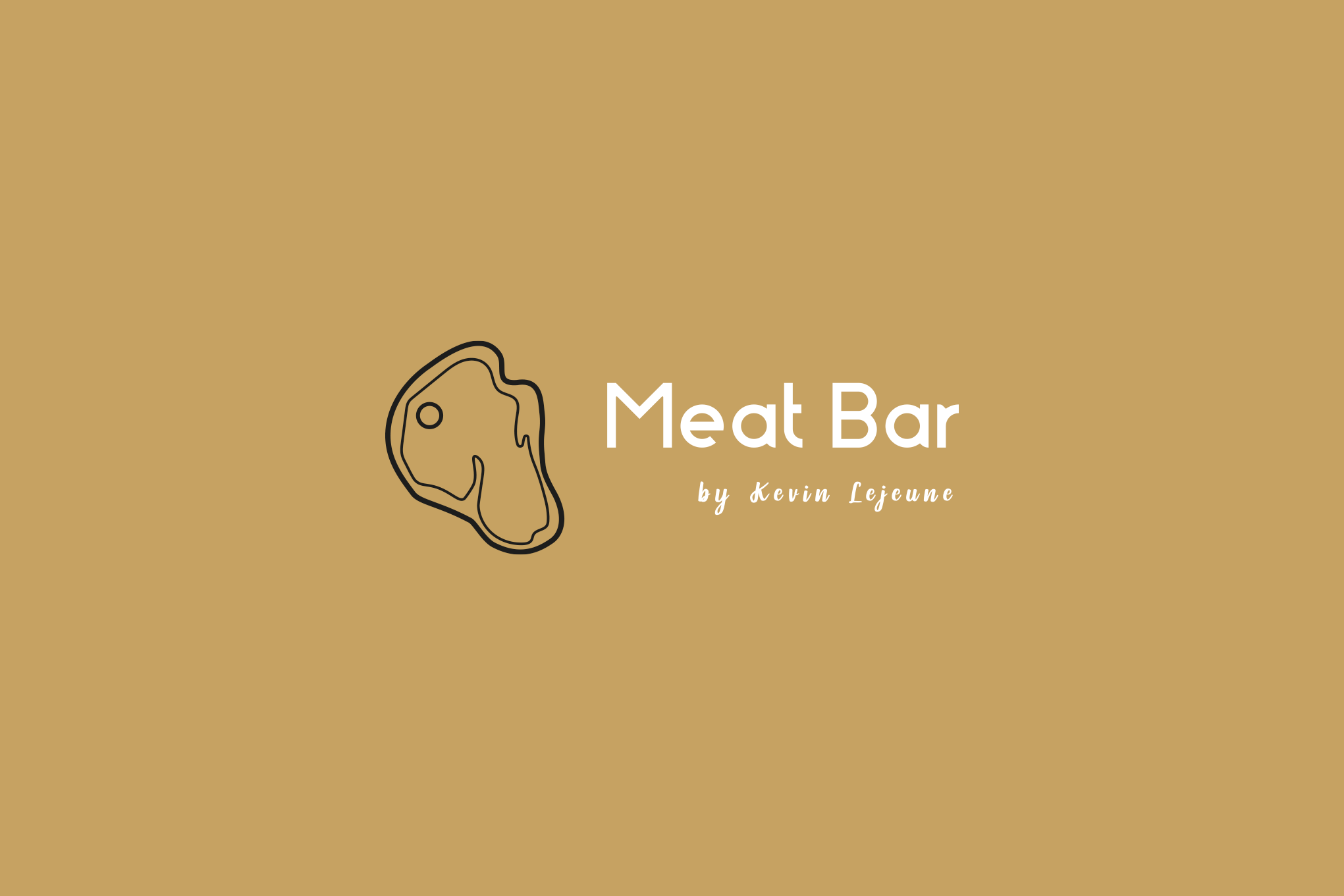Logo of stylized piece of meat with an orange background