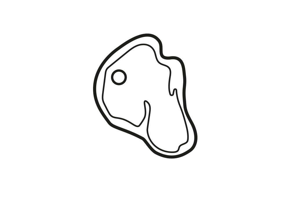 Logo of stylized piece of meat