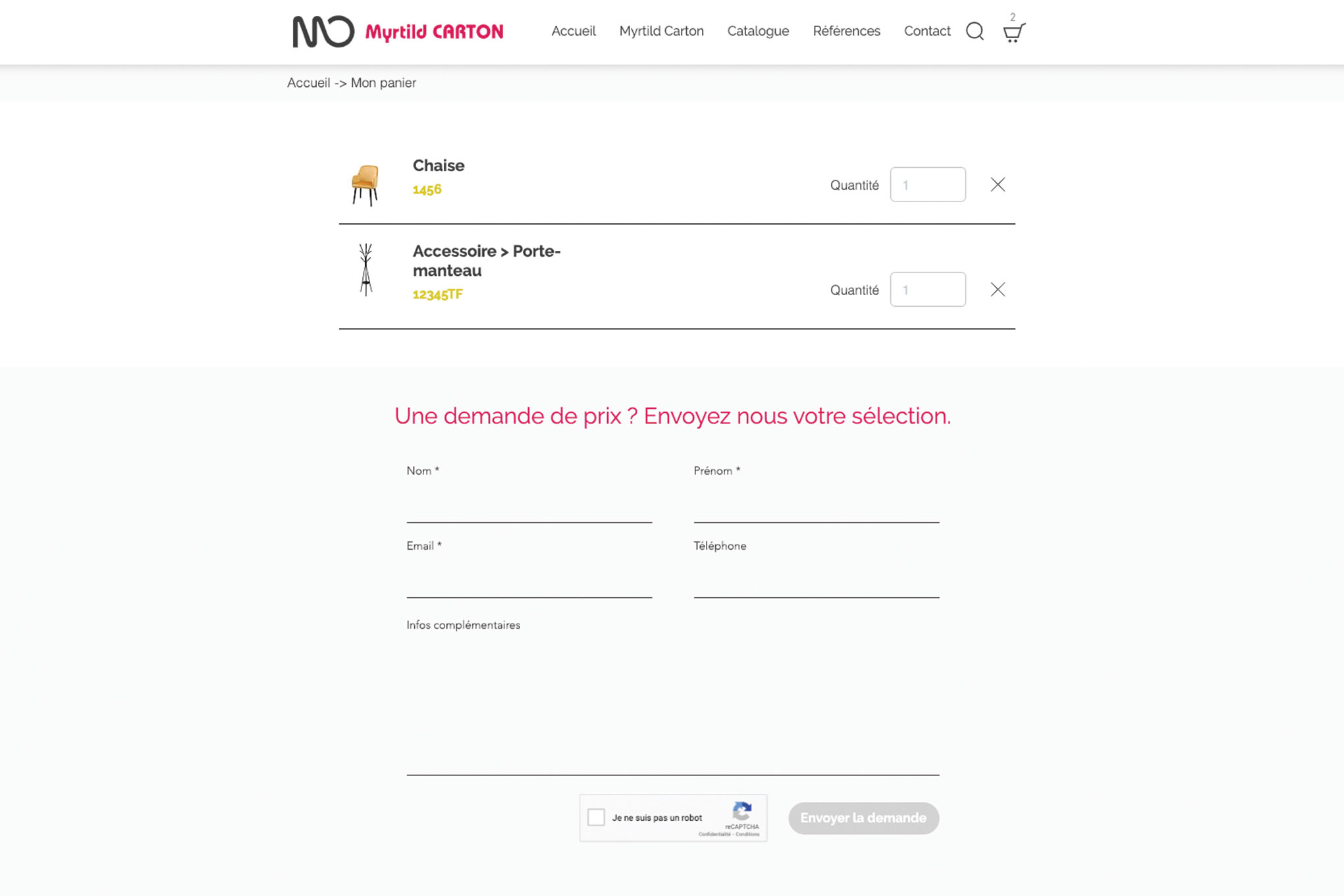 Quote request form