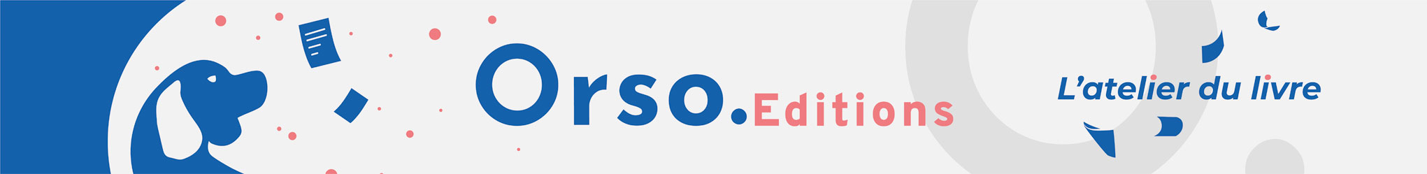 Horizontal banner with a blue dog