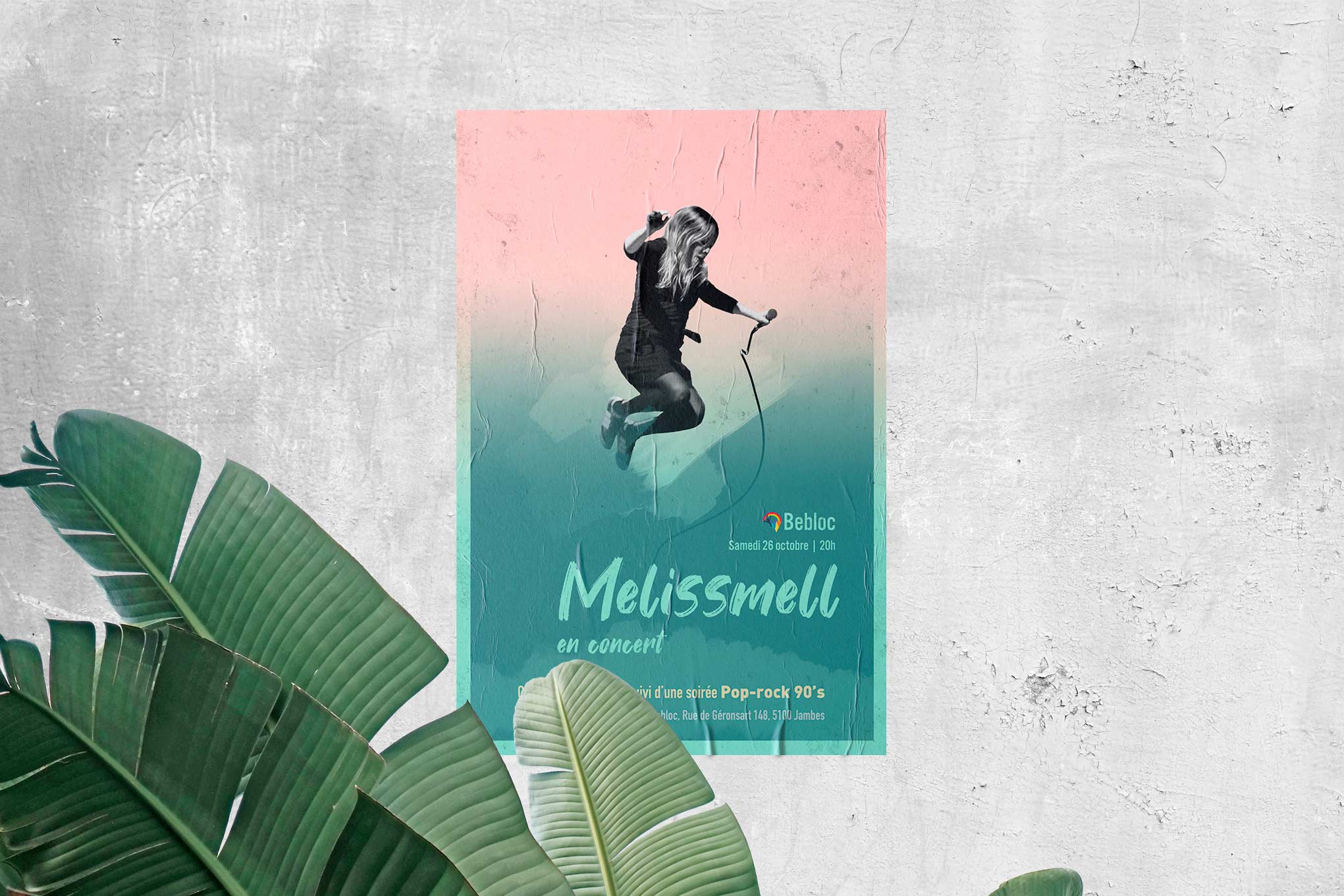 Poster of a girl jumping in the air with a micro