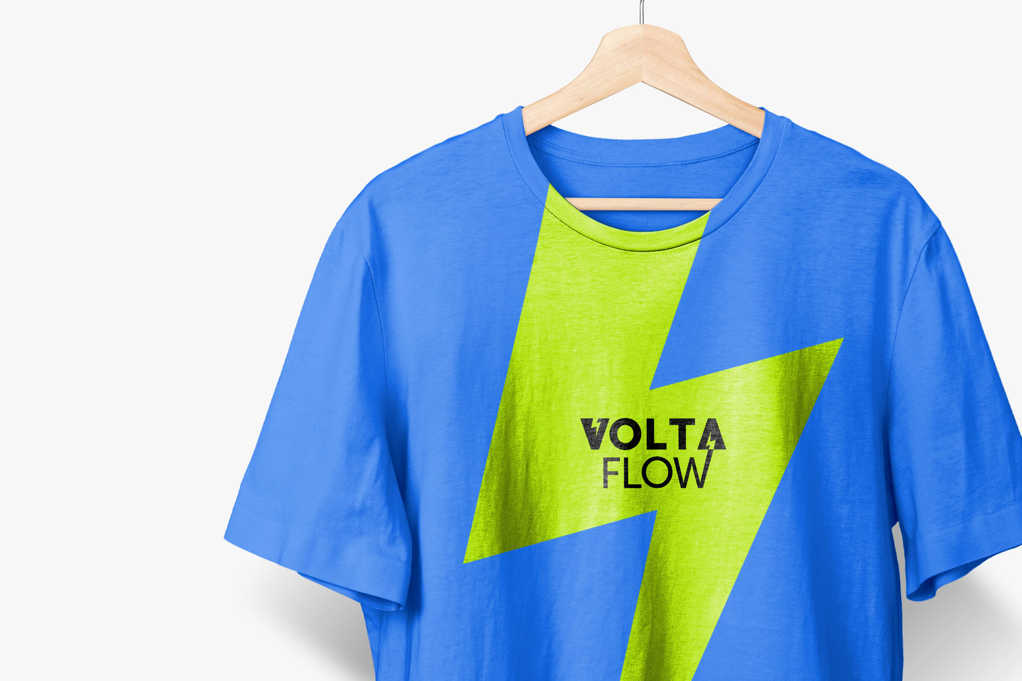 Blue t-shirt with a green lightning